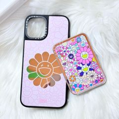 Case Ốp Điện thoại iPhone Hoa Cười Gương Nền Hồng x Murakami Flower Mirror CaseTify iPhone 17/16/Promax