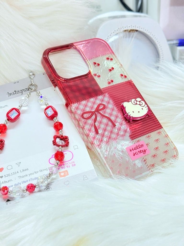 Case Ốp điện thoại iPhone Hello Kitty Hologram Bling Bling Icon nổi iPhone 13/14/15/16/17/Pro/Promax