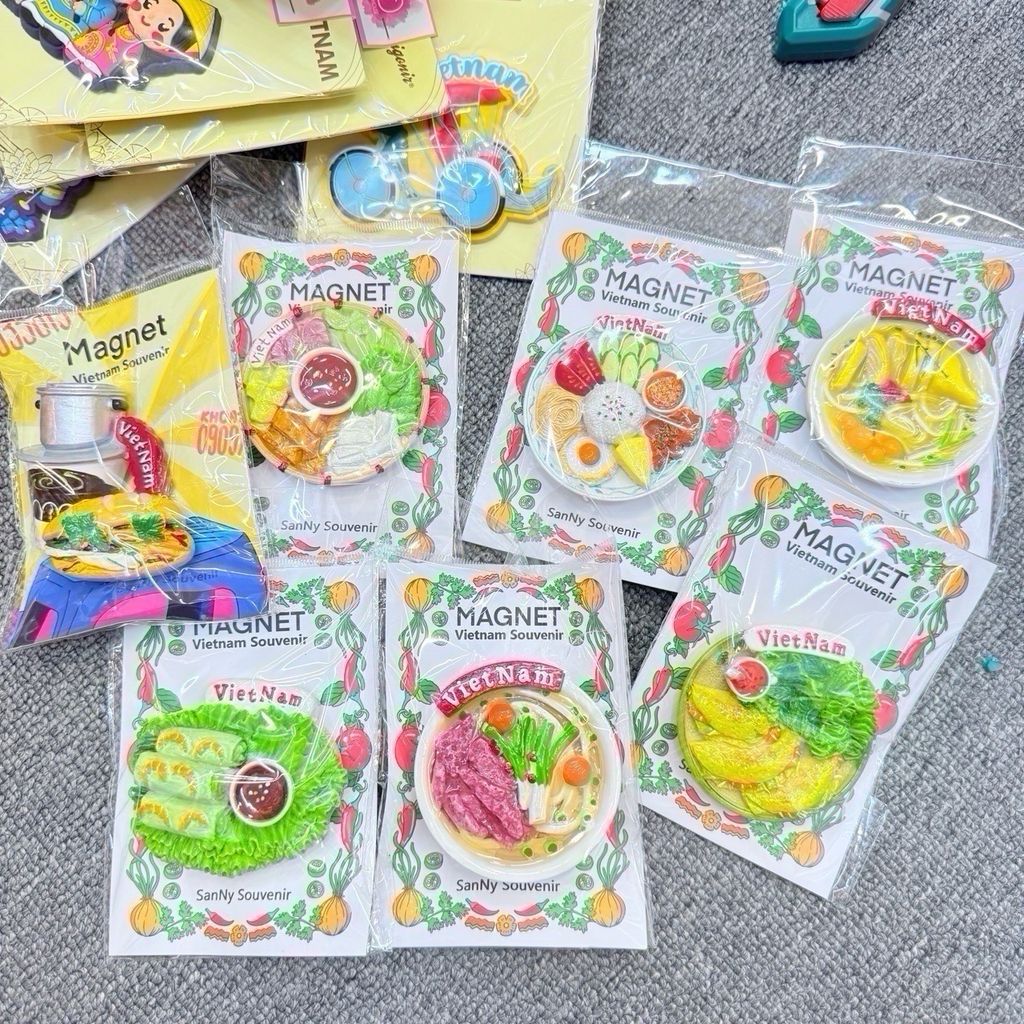 Nam Châm Gỗ 3D Trang Trí Tủ Lạnh Fridge Magnet - Món Ăn- Quà lưu niệm