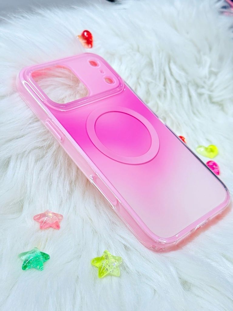 Case Ốp điện thoại iPhone Ombre Hồng Trắng Có Nút Control Magsafe iPhone 13/14/15/16/17Pro/Promax