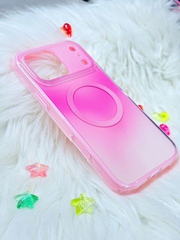 Case Ốp điện thoại iPhone Ombre Hồng Trắng Có Nút Control Magsafe iPhone 13/14/15/16/17Pro/Promax