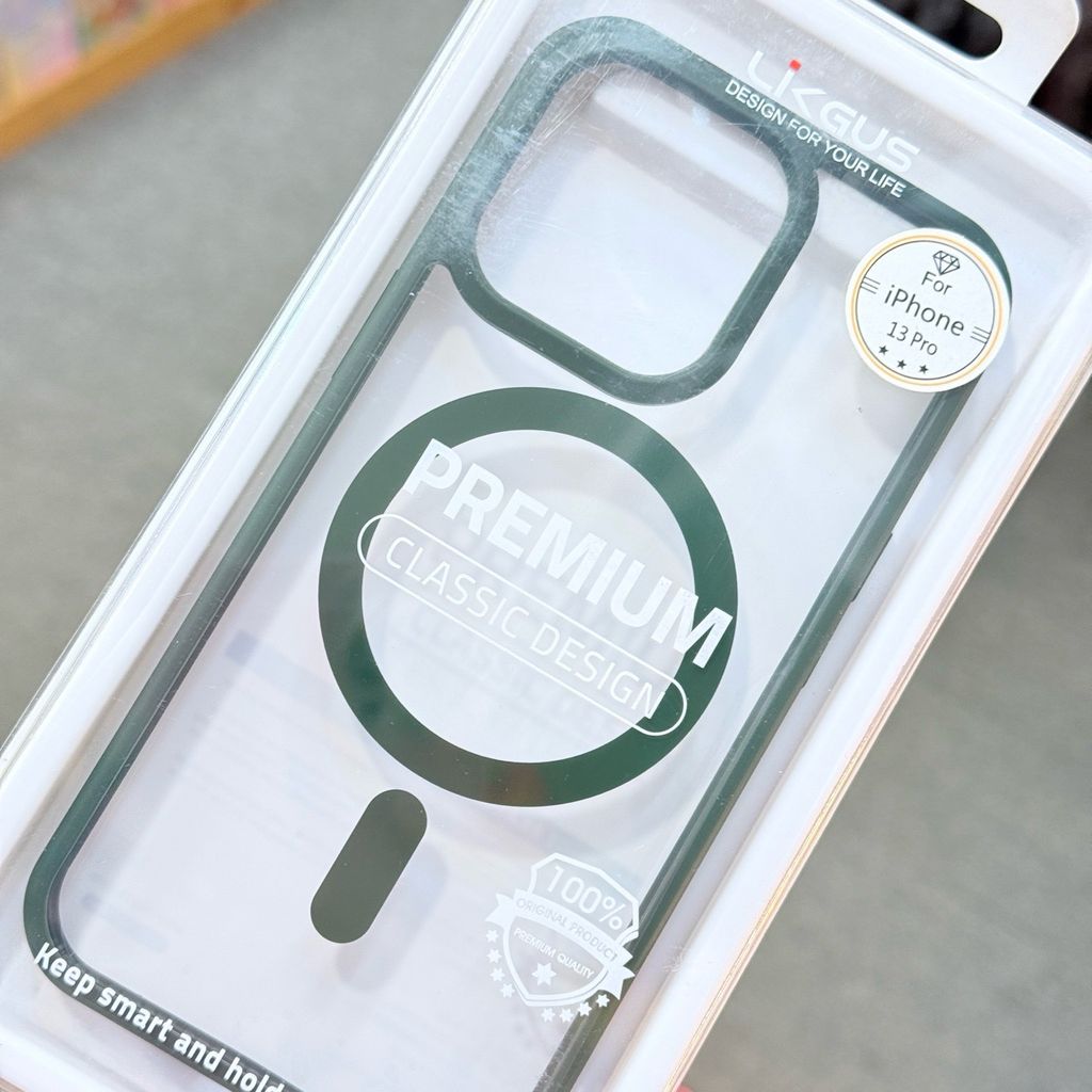 Case Ốp điện thoại iPhone Trong Likgus Magsafe Viền Màu Nhám Lưng Trong Không Vàng 16/Plus/Pro/Promax - PREMIUM Classic Design