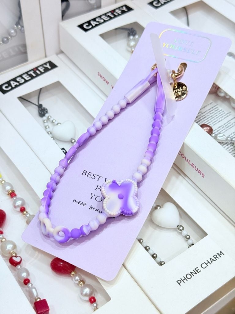 DÂY BI CHARM HOA Silicone CHỐNG BẨN kèm charm