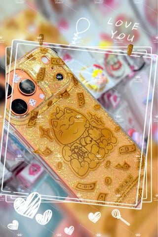 Case Ốp điện thoại iPhone Mèo May Mắn, Tài Lộc Trong Kim Tuyến Vàng iPhone 12/13/14/15/16/17Pro/Promax - TẾT