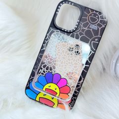 Case Ốp Điện thoại iPhone Hoa Cười Nhiều Màu Nền Đen x Murakami Flower Mirror CaseTify iPhone 17/16/Promax