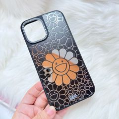 Case Ốp Điện thoại iPhone Hoa Cười Gương Nền Đen x Murakami Flower Mirror CaseTify iPhone 17/16/Promax