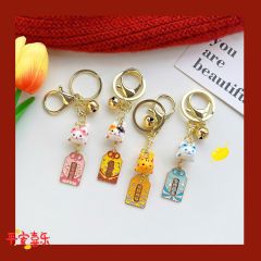 Móc Treo Điện Thoại Mèo Thần Tài Mèo Lớn Mèo Nhỏ – Phụ Kiện Trang Trí Nhiều Màu-Mèo Cong Chiêu Tài May Mắn Kèm Chuông & Liểng