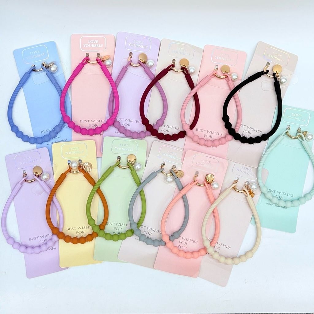 DÂY BI CHARM HOA Ngọc Trai Silicone CHỐNG BẨN kèm charm
