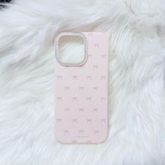 Case Ốp điện thoại iPhone Nơ Hồng Nhạt Viền Camera Bling Bling iPhone 13/14/15/16/17Pro/Promax (Kèm dây 180k)