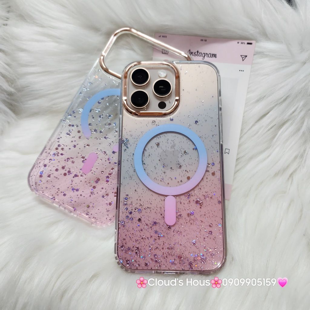Case Ốp điện thoại iPhone Likgus Trong Ombre Nhiều Màu Bling Bling Magsafe iPhone 16/17/Promax