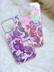 Case Ốp điện thoại iPhone Tim Hồng Ánh Bạc Hồng Hologram iPhone 12/13/14/15/16/Pro/Promax