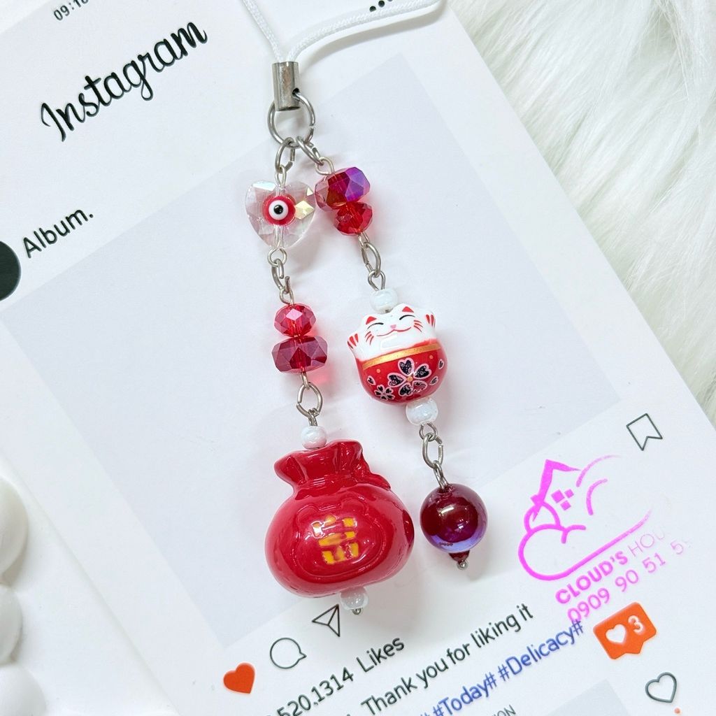 Móc Treo Mèo Đỏ May Mắn