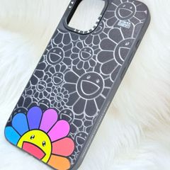 Case Ốp Điện thoại iPhone Hoa Cười Nhiều Màu Nền Đen x Murakami Flower Mirror CaseTify iPhone 17/16/Promax