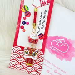 Móc Treo Mèo May Mắn Kèm Đầu Lân - Cầm Liểng- Nhiều Màu
