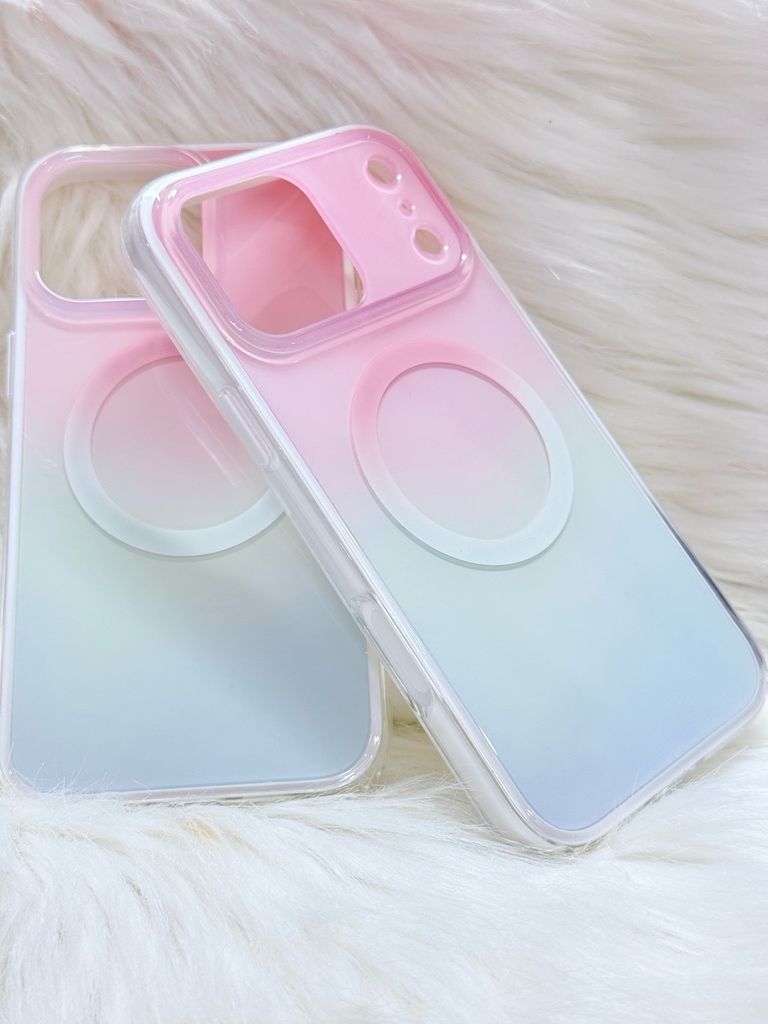 Case Ốp điện thoại iPhone Ombre Hồng Xanh Có Nút Control Magsafe iPhone 13/14/15/16/17Pro/Promax