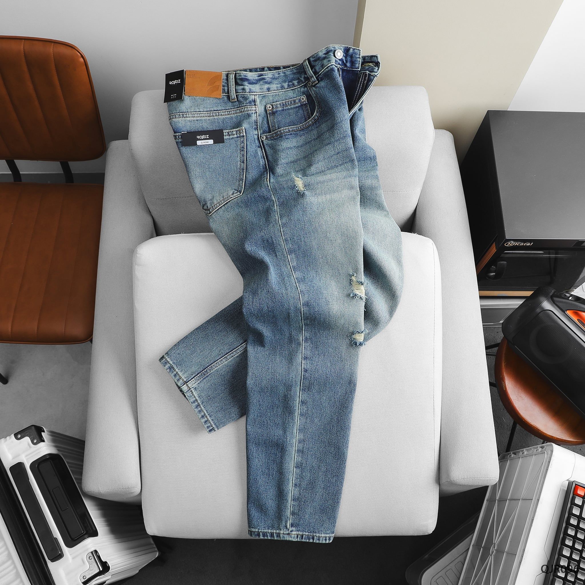  Quần jean dark blue ripped - 096 