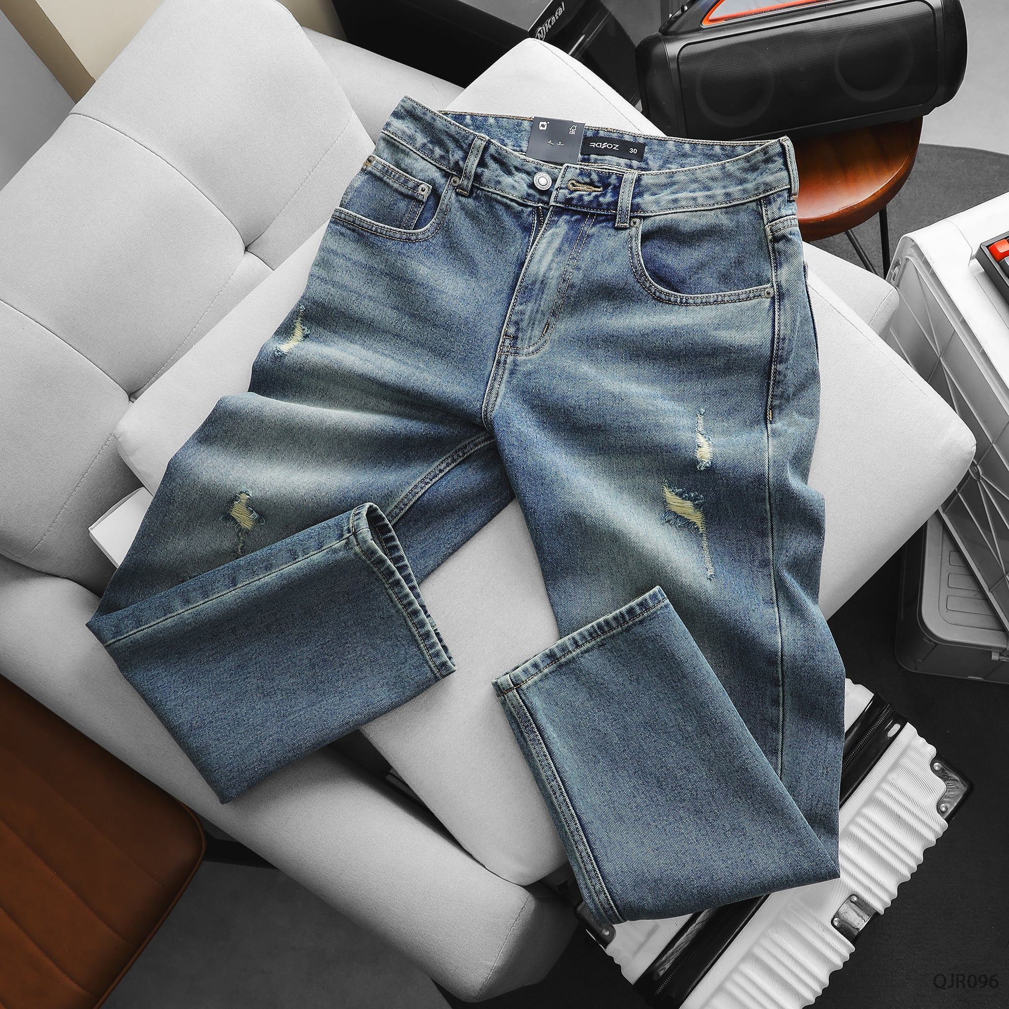  Quần jean dark blue ripped - 096 