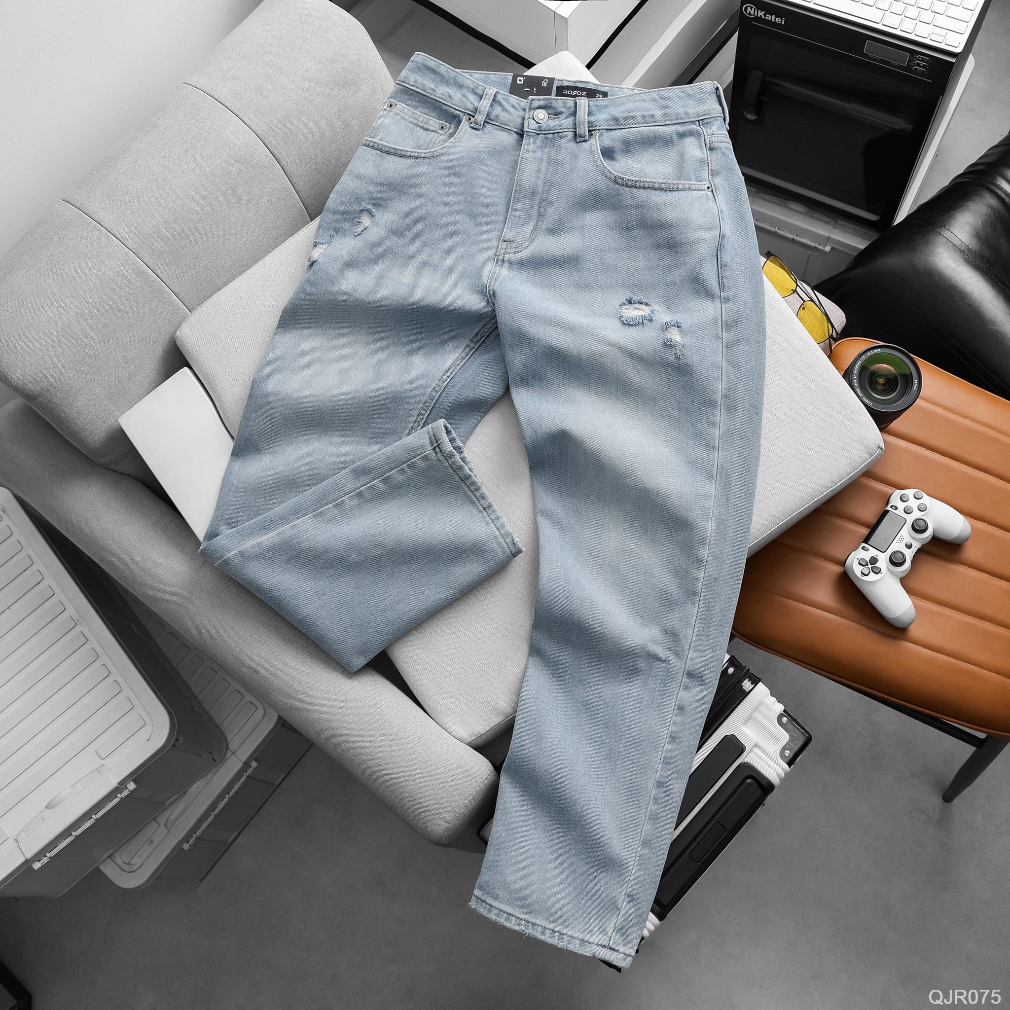  Quần jean relaxed RAFOZ Ripped wash - 075 