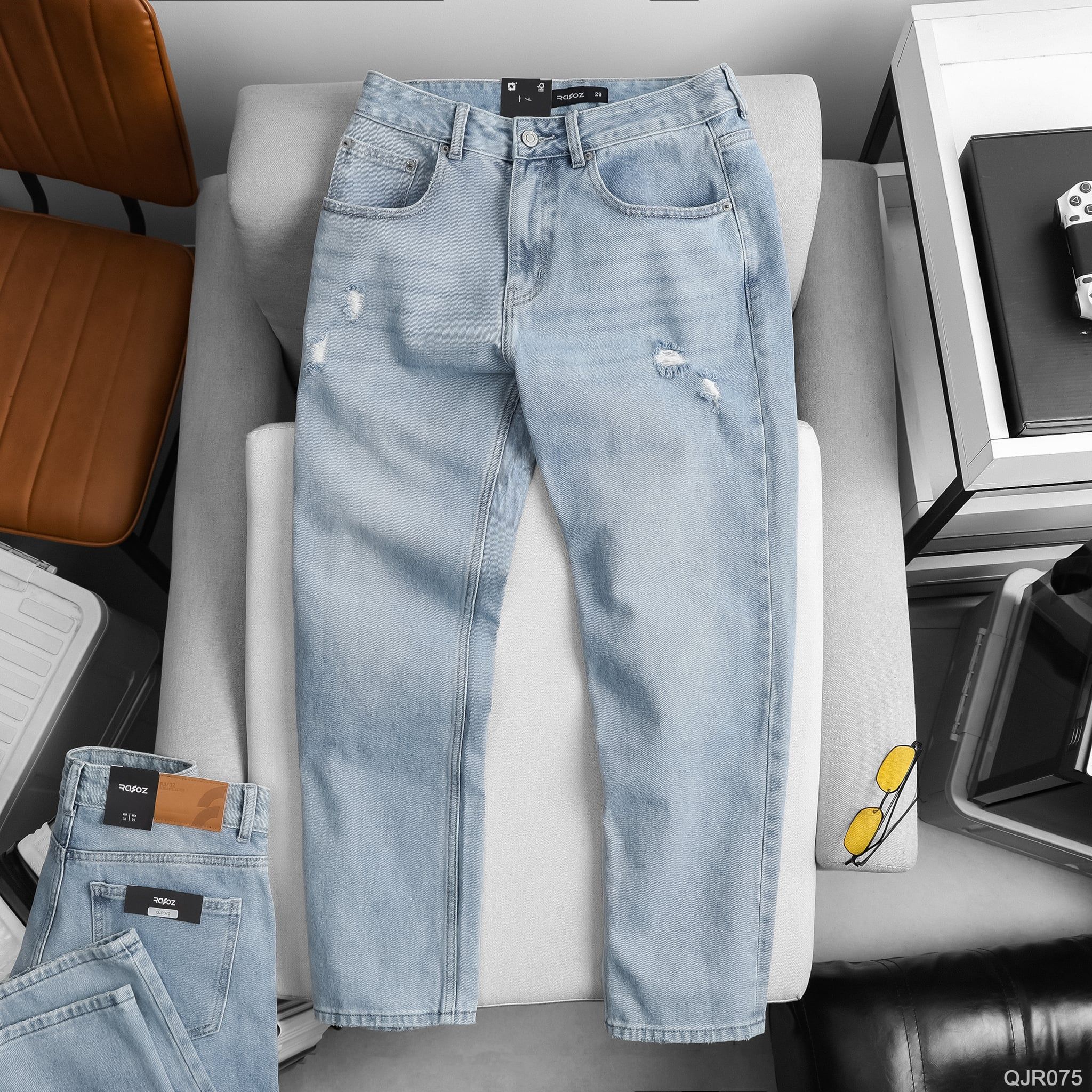  Quần jean relaxed RAFOZ Ripped wash - 075 