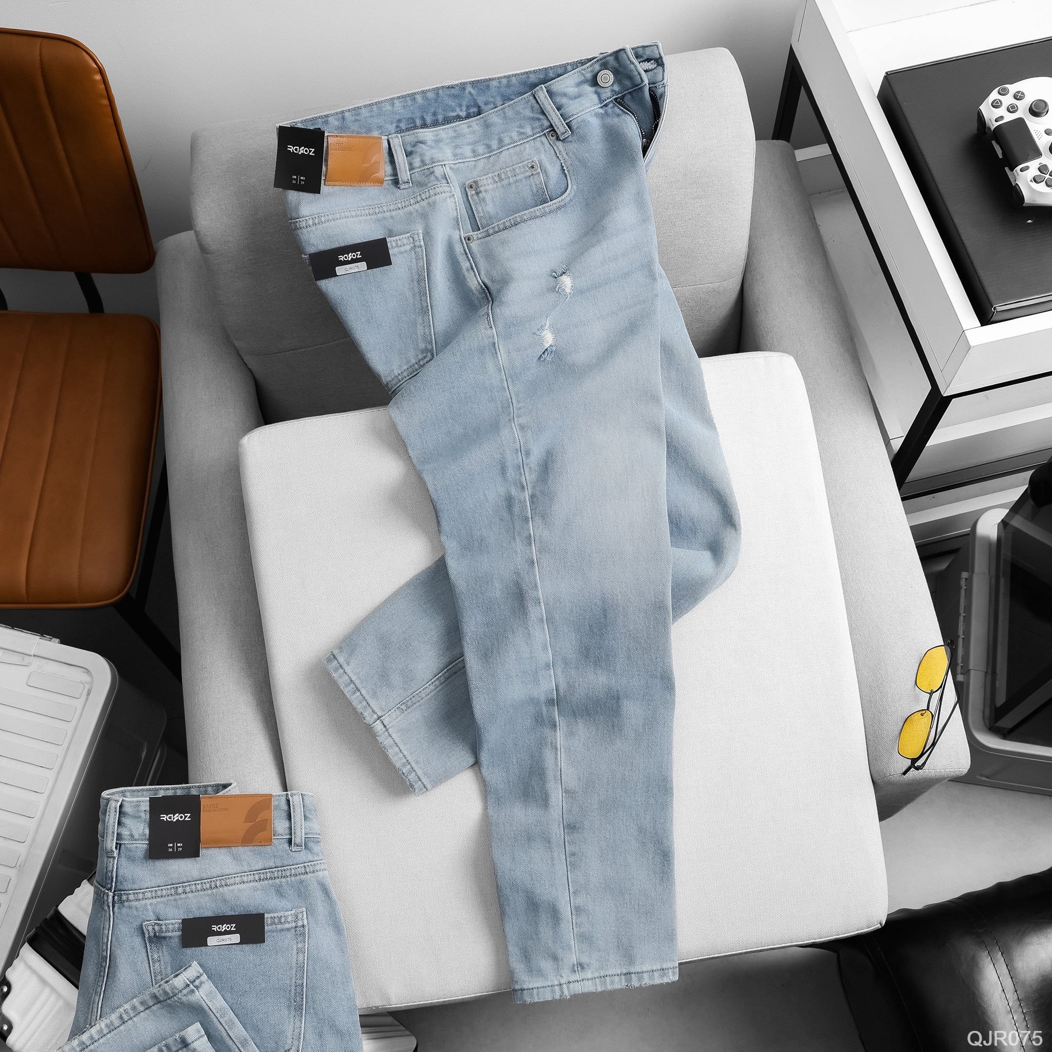  Quần jean relaxed RAFOZ Ripped wash - 075 