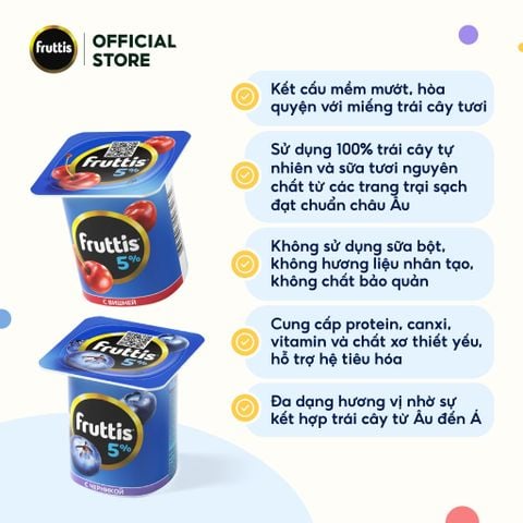  Sữa chua thanh trùng với đào và dâu tây Fruttis Creamy Delicacy 