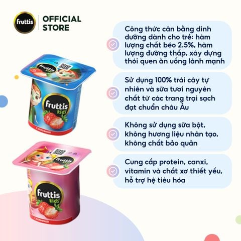  Sữa chua thanh trùng trẻ em với dâu tây Fruttis Kid 