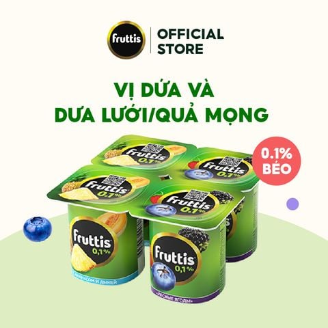  Sữa chua thanh trùng với dứa và dưa lưới/ quả mọng Fruttis Light 