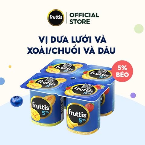  Sữa chua thanh trùng với dưa lưới và xoài / chuối và dâu Fruttis Creamy Delicacy 