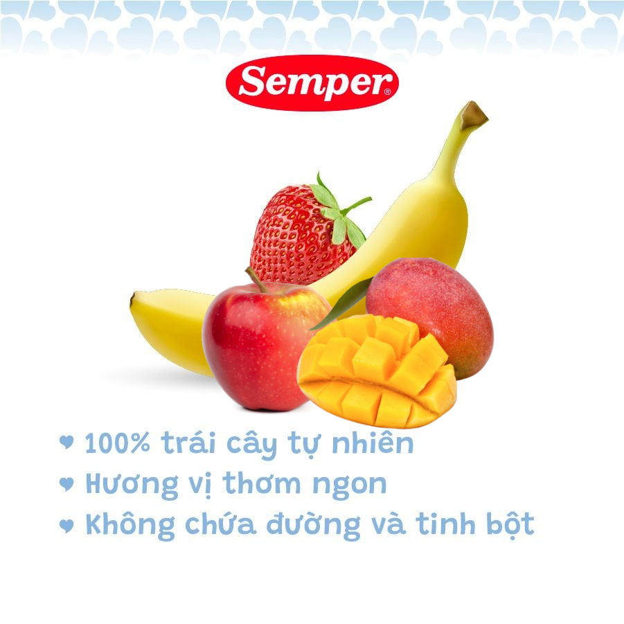  Trái cây nghiền Semper vi táo chuối 90g dành cho bé từ 6M 