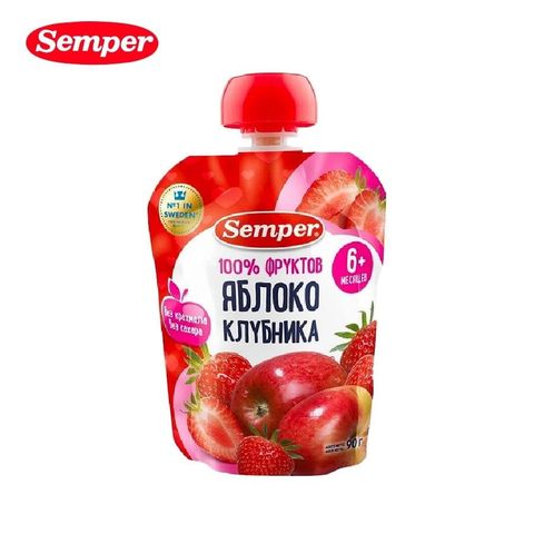  Trái cây nghiền Semper vi táo dâu 90g dành cho bé từ 6M 