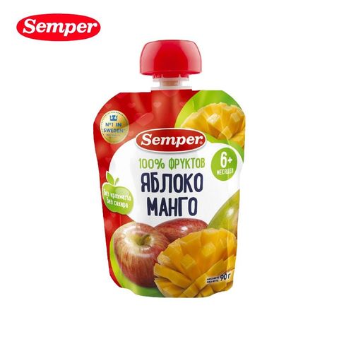  Trái cây nghiền Semper vi táo xoài 90g dành cho bé từ 6M 