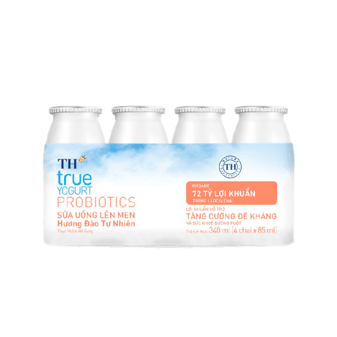  Lốc Sữa Uống Lên Men Hương Đào Tự Nhiên TH true YOGURT PROBIOTICS 85 ml 