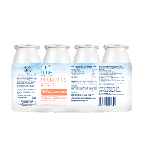  Lốc Sữa Uống Lên Men Hương Đào Tự Nhiên TH true YOGURT PROBIOTICS 85 ml 