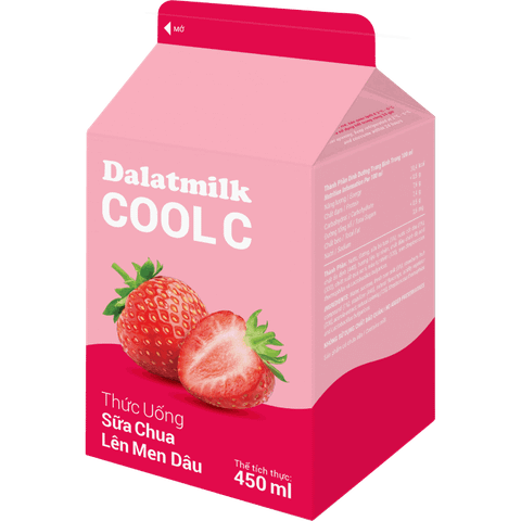  Thức Uống Sữa Chua Lên Men Dâu Dalatmilk Cool C 450 ml 