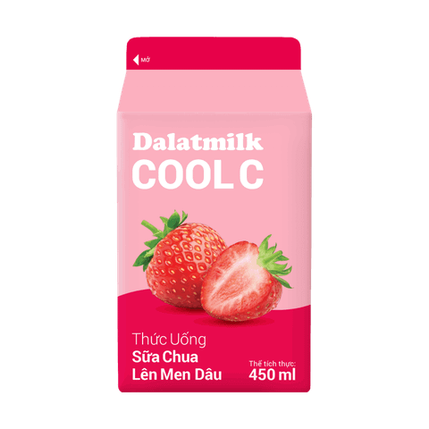  Thức Uống Sữa Chua Lên Men Dâu Dalatmilk Cool C 450 ml 