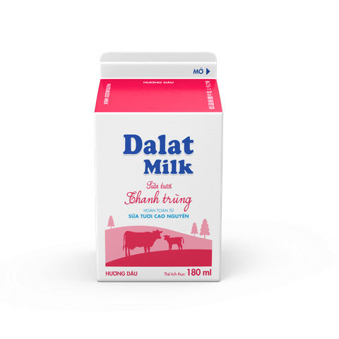  Sữa Tươi Thanh Trùng Hương Dâu Dalat Milk 180ml 
