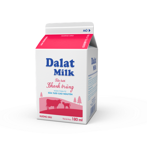  Sữa Tươi Thanh Trùng Hương Dâu Dalat Milk 180ml 
