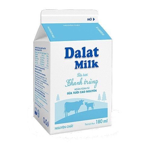  Sữa Tươi Thanh Trùng Nguyên Chất Dalat Milk 180ml 