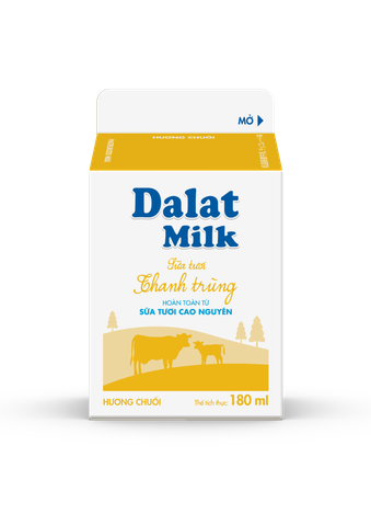  SỮA TƯƠI THANH TRÙNG HƯƠNG CHUỐI DALATMILK 180 ML 