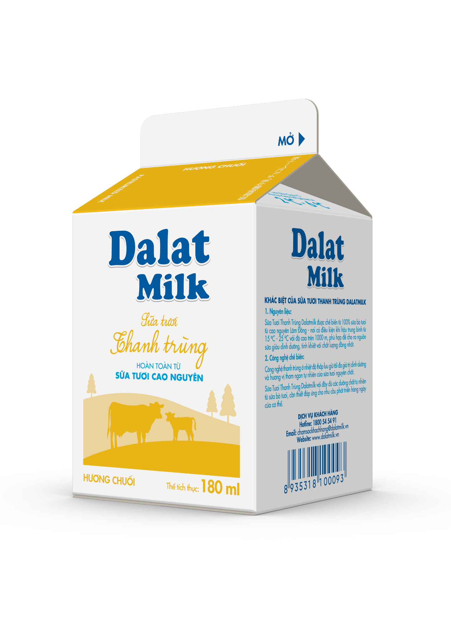  Sữa tươi thanh trùng hương chuối Dalatmilk 180 ml 