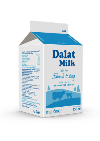  Sữa Tươi Thanh Trùng Ít Đường Dalatmilk 450 ml 