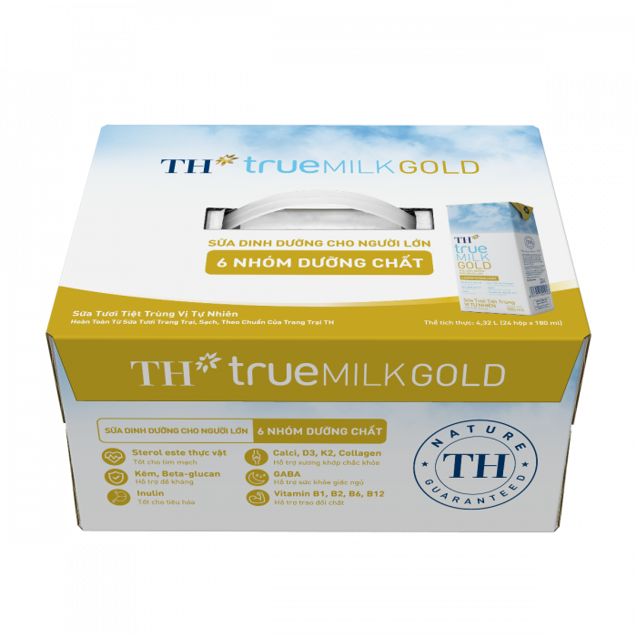  Thùng 24 Hộp Sữa Tươi Dinh Dưỡng Dành Cho Người Lớn Tuổi TH true MILK GOLD Vị Tự Nhiên 180 ml 