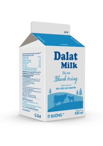  Sữa Tươi Thanh Trùng Ít Đường Dalatmilk 450 ml 