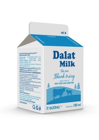  Sữa Tươi Thanh Trùng Ít Đường Dalatmilk 180 ml 