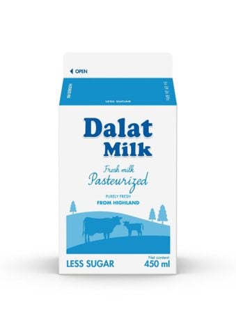  Sữa Tươi Thanh Trùng Ít Đường Dalatmilk 450 ml 