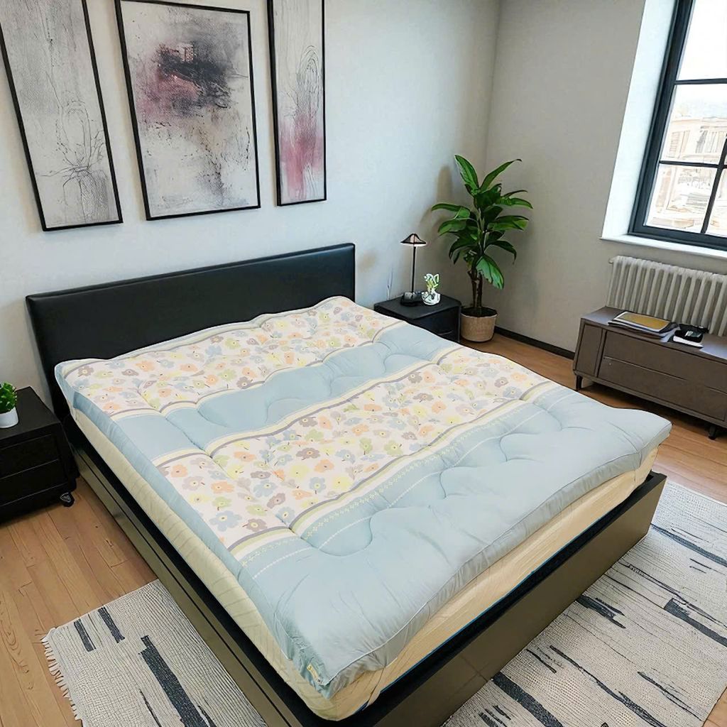 TOPPER LÓT NỆM MODAL HOA XANH