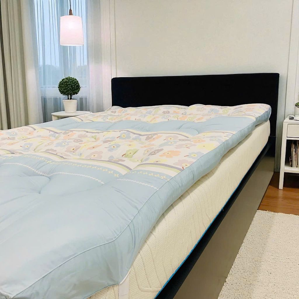 TOPPER LÓT NỆM MODAL HOA XANH