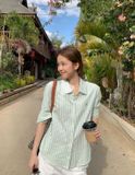  Áo sơ mi kẻ xanh hiệu hãng 0609199 G2T2 
