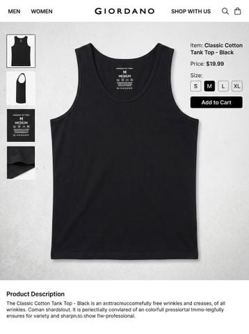  Áo ba lỗ GIORDANO + DULUTH 2 màu G9T2P 