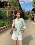  Áo sơ mi kẻ xanh hiệu hãng 0609199 G2T2 